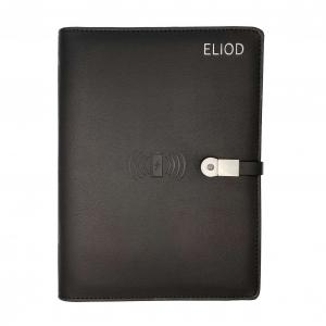 Бизнес-ежедневник ELIOD черный с Power Bank 8000 mAh, флешкой 16 Gb и беспроводной Qi зарядкой