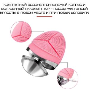 Ультразвуковая силиконовая щетка массажер для чистки лица + фототерапия + EMS. Photo 2