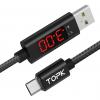 Кабель синхронизации Topk Display USB 1m 2.4A (TK27U-VER2) MicroUSB Black быстрая передача данных