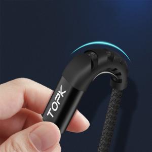 Кабель синхронізації Topk (TK42C-VER2) MicroUSB Black USB 2m 3A нейлоновий. Photo 2