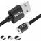 Магнитный кабель для зарядки Topk USB 1m 2.4A 360° (TK17i-VER2) MicroUSB Type-C Lightning Black универсальный. Photo 1