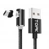 Магнитный кабель Topk USB 1m 2.1A 360° (TK51i-VER2) MicroUSB Black для зарядки смартфона