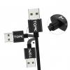 Магнитный кабель для зарядки Topk USB (TK51i-VER2) Type-C Black 1m 2.1A вращение на 360°