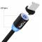 Магнітний кабель для заряджання Topk USB (TK17i-VER2) Lightning Black 2m 2.4A 360° зарядний кабель. Photo 2