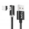 Магнитный кабель для зарядки Topk USB 2m 2.1A 360° (TK51i-VER2) Llightning Black для гаджетов Iphone