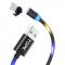 Магнітний кабель для заряджання USB 1m Topk Z-line Lightning Black світиться LED для Iphone. Photo 1