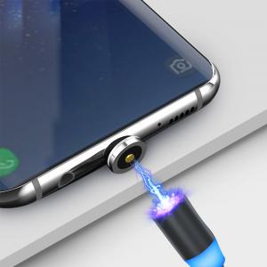 Магнітний кабель для заряджання USB 1m Topk Z-line Lightning Black світиться LED для Iphone. Photo 3