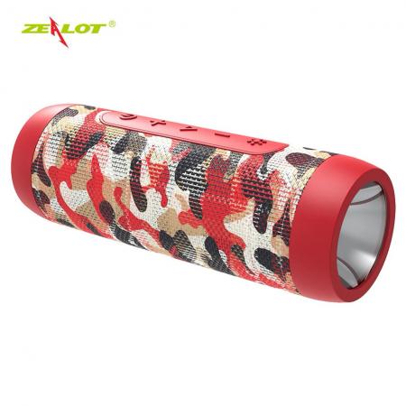 Колонка ZEALOT S22 Red Camouflage FM радио фонарик 3 режима Bluetooth microSD карта громкая связь