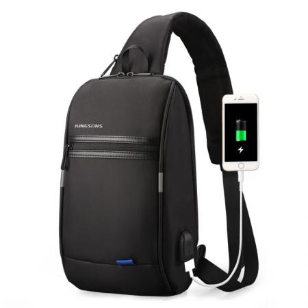 Рюкзак на одне плече Kingsons KS3174W Black для чоловіків з USB