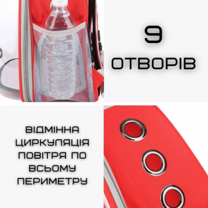 Рюкзак для кота з прозорими стінками сумка рюкзак для тварин до 7 кг червона. Photo 3