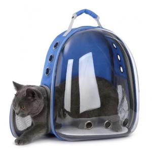 Рюкзак переноска сумка для кішки до 7 кг зі сферичним ілюмінатором синя