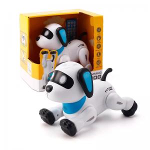 Іграшка собака на радіокеруванні з режимом програмування інтерактивний робот пес трюковий зі світлом та звуком на акумуляторі білий
