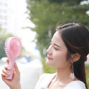 Портативний міні вентилятор Lesko YS-200 Pink ручний USB із 3 швидкостями обертання на підставці. Photo 2