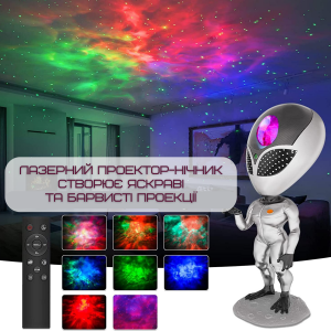 Лазерний проектор зоряного неба прибулець нічник для дітей та дорослих з функцією повторення слів та таймером AlienSUN. Photo 3