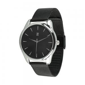 Годинник ZIZ Білим по чорному на металевому браслеті