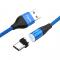 Магнітний кабель для заряджання Topk USB 2m Type-C Blue Quick Charge 5A (AM60) смартфона. Photo 1