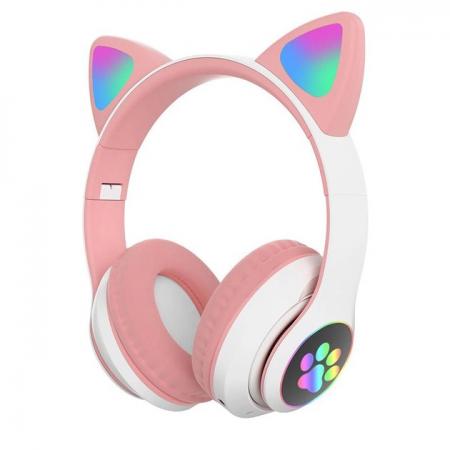 Беспроводные наушники с кошачьими ушками и RGB подсветкой Cat VZV 23M, разные цвета