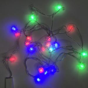 Гірлянда світлодіодна квіточки різнокольорові провід прозорий 3м. Photo 3