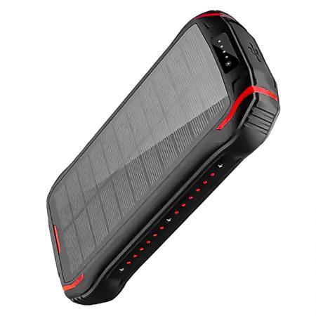 Повербанк Xionel i26w 20000mA УМБ Power Bank с солнечной батареей и фонариком Black +  Red