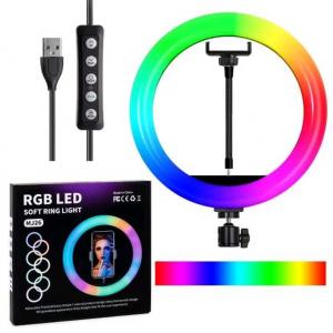 Кільцева світлодіодна лампа RGB LED RING MJ26 26 см із тримачем телефону. Photo 2