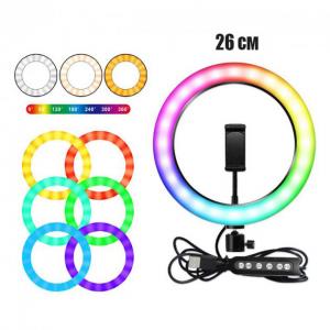 Кільцева світлодіодна лампа RGB LED RING MJ26 26 см із тримачем телефону. Photo 3