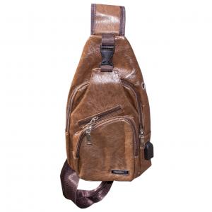 Рюкзак Haodier Jeep Brown через плече зарядна сумка з USB чоловіча повсякденного використання. Photo 2